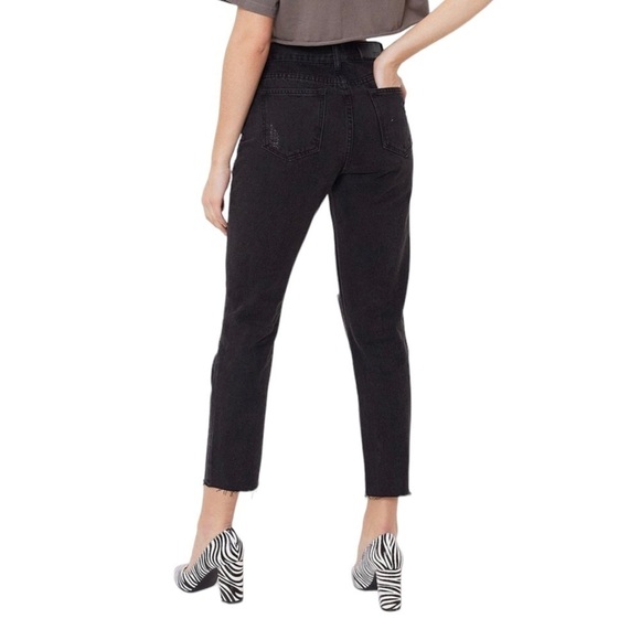 Nasty Gal NWT High Rise Ripped Distressed Faded Black Raw Hem Denim Jeans Size 8 - Picture 2 of 13